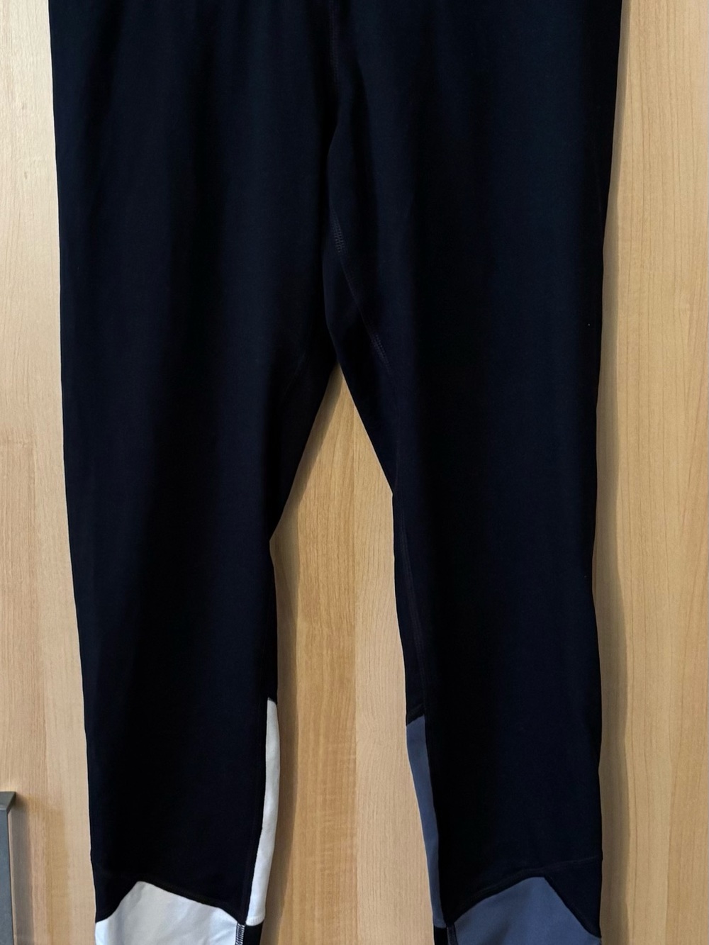 Champion Black Leggings with White & Gray Hem Panels